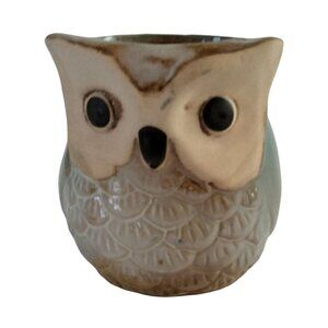 Ceramic Owl Flower Pot Planter Wildlife Forest Animal  Cabin Lodge Cottage